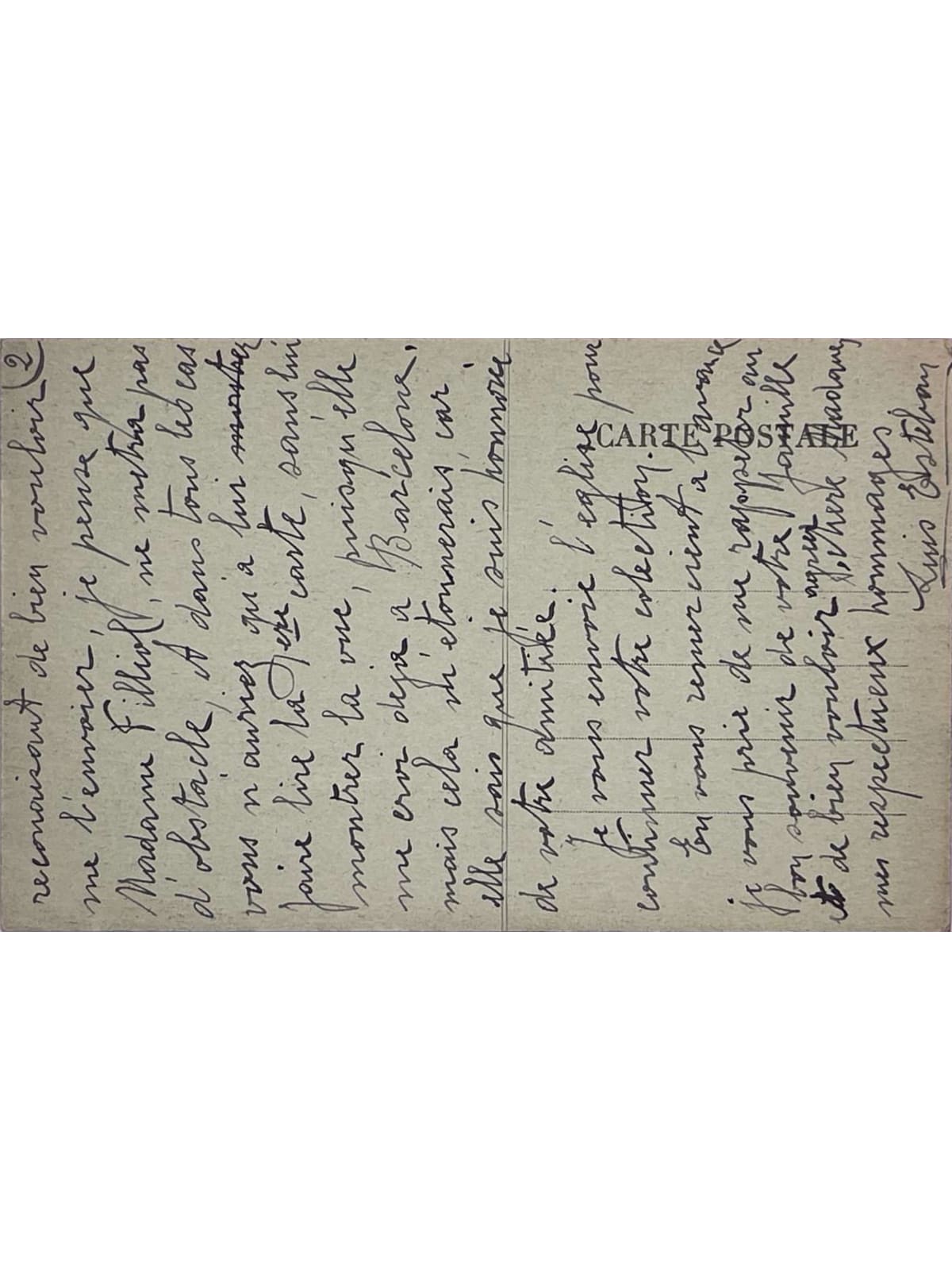 Verso de la carte postale