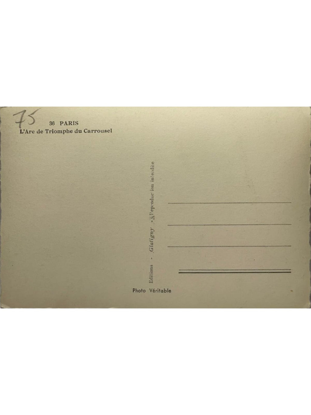 Verso de la carte postale