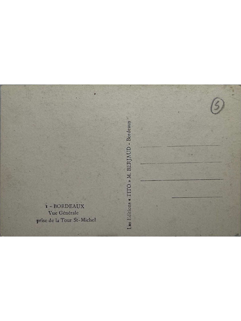 Verso de la carte postale