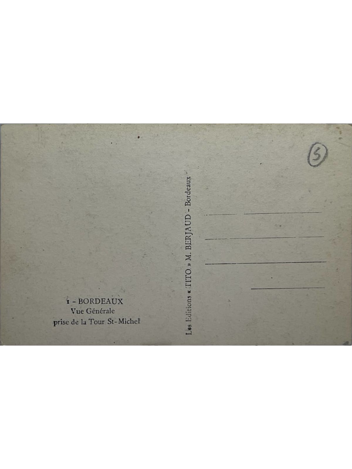 Verso de la carte postale