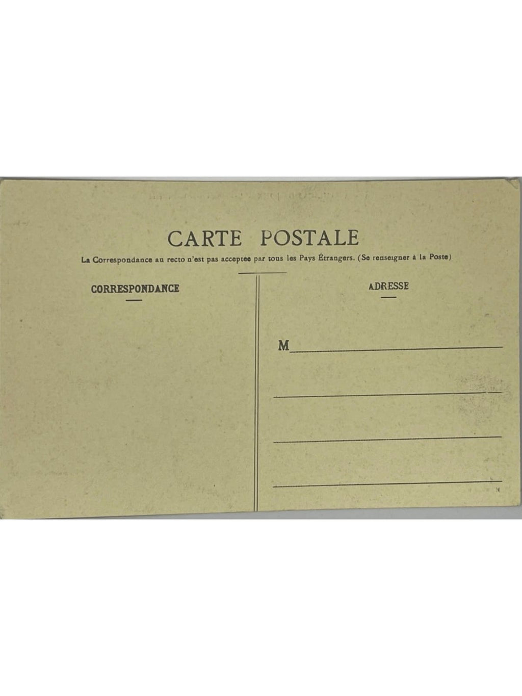 Verso de la carte postale