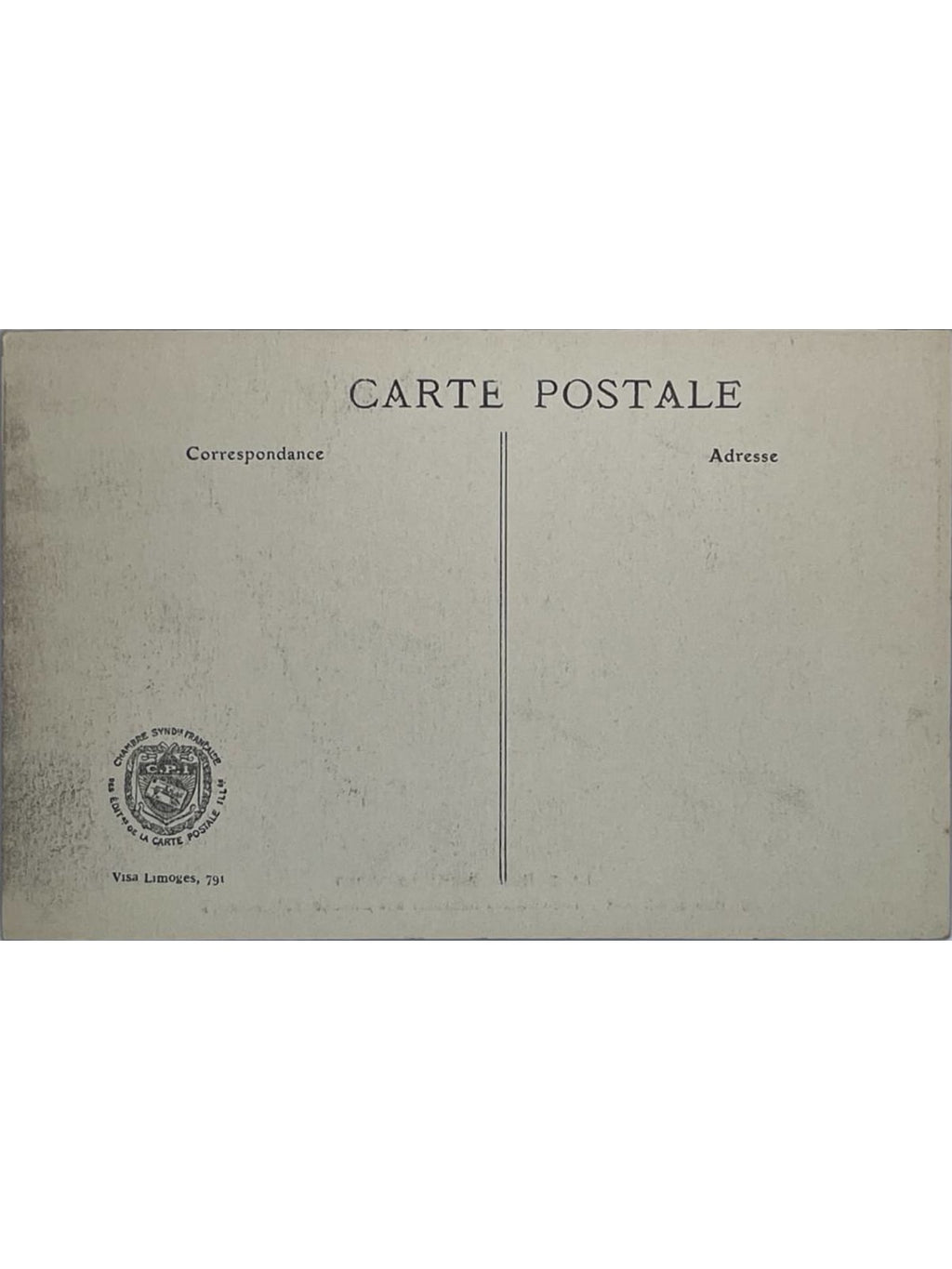 Verso de la carte postale