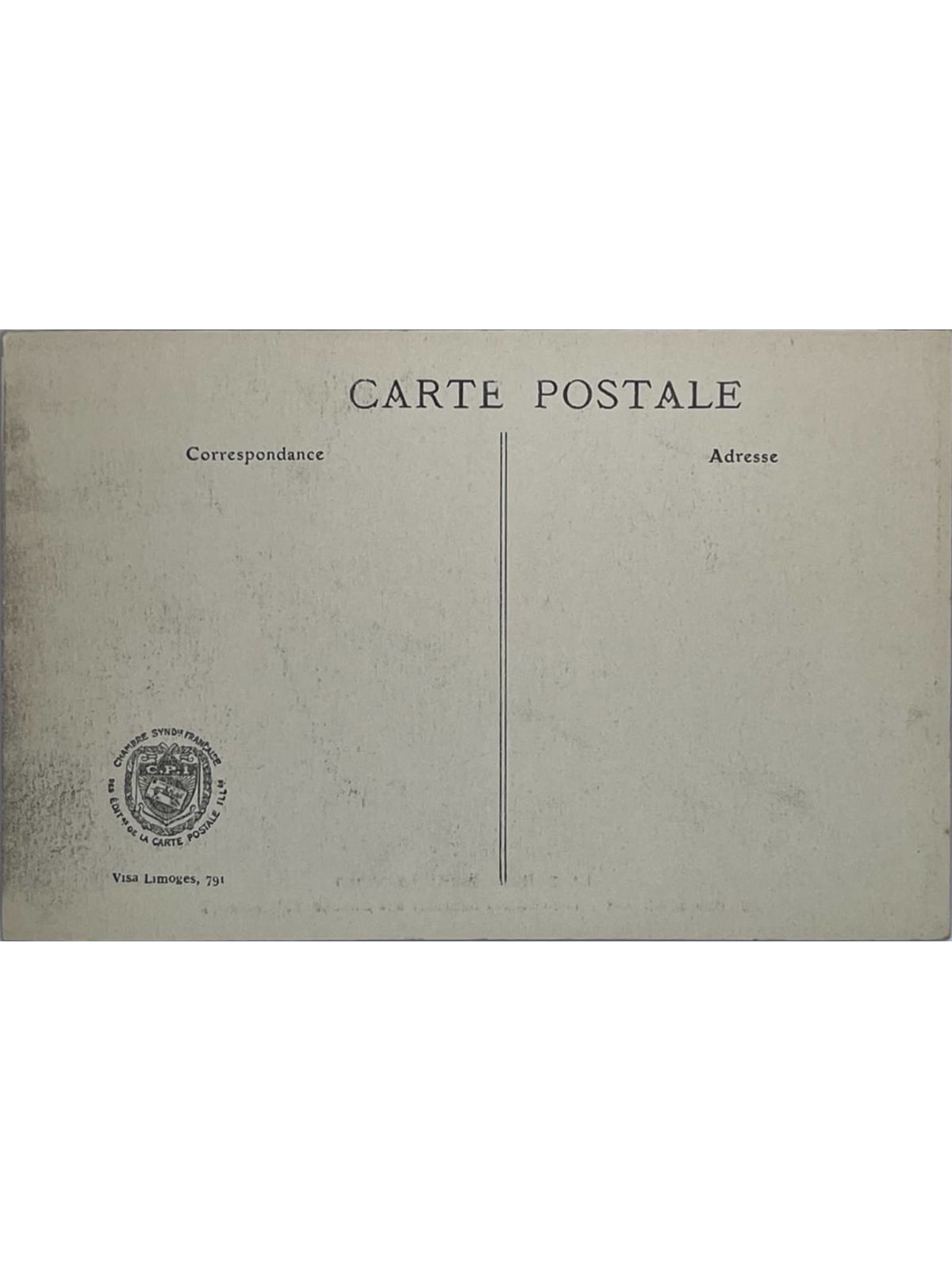 Verso de la carte postale