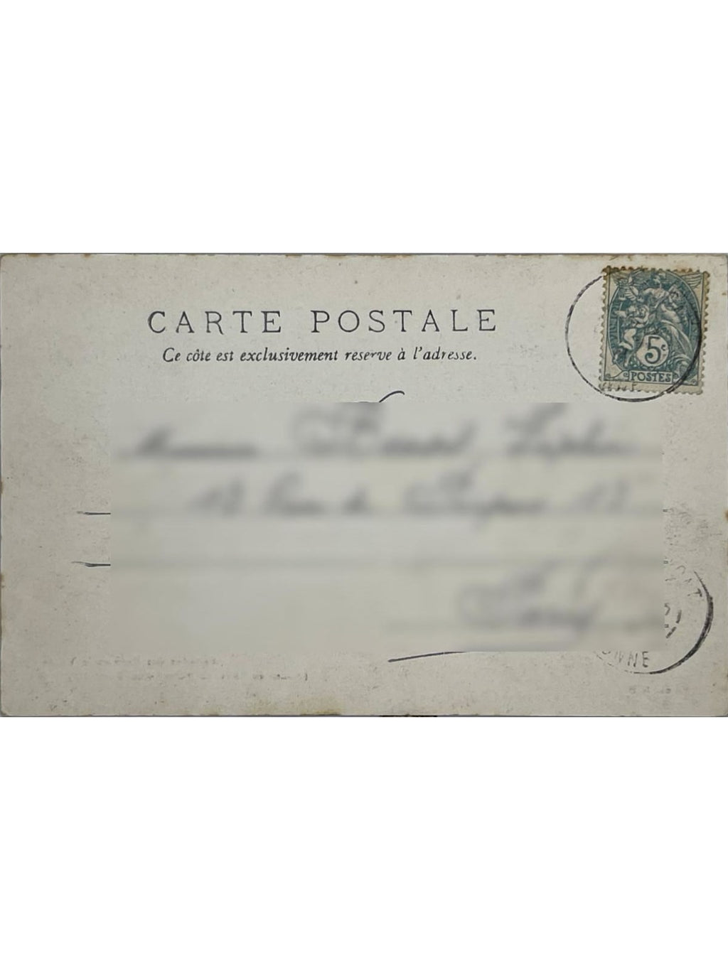 Verso de la carte postale