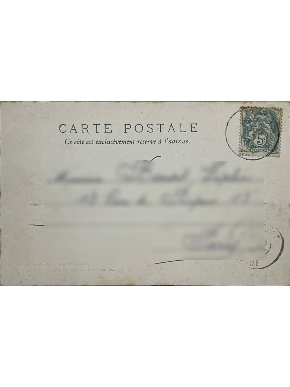 Verso de la carte postale