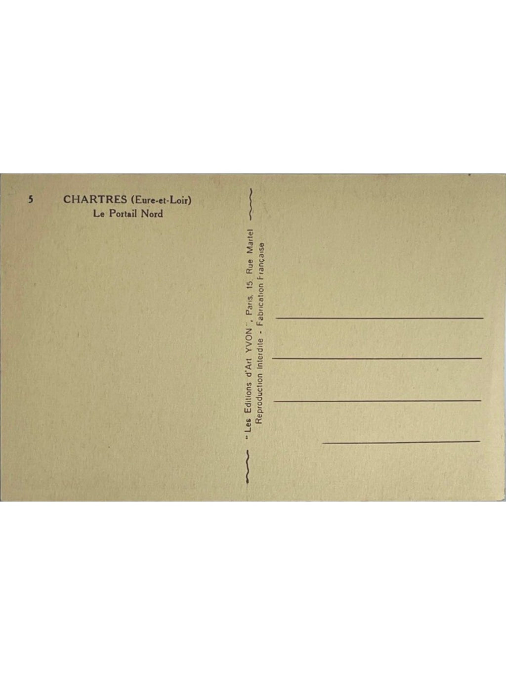 Verso de la carte postale