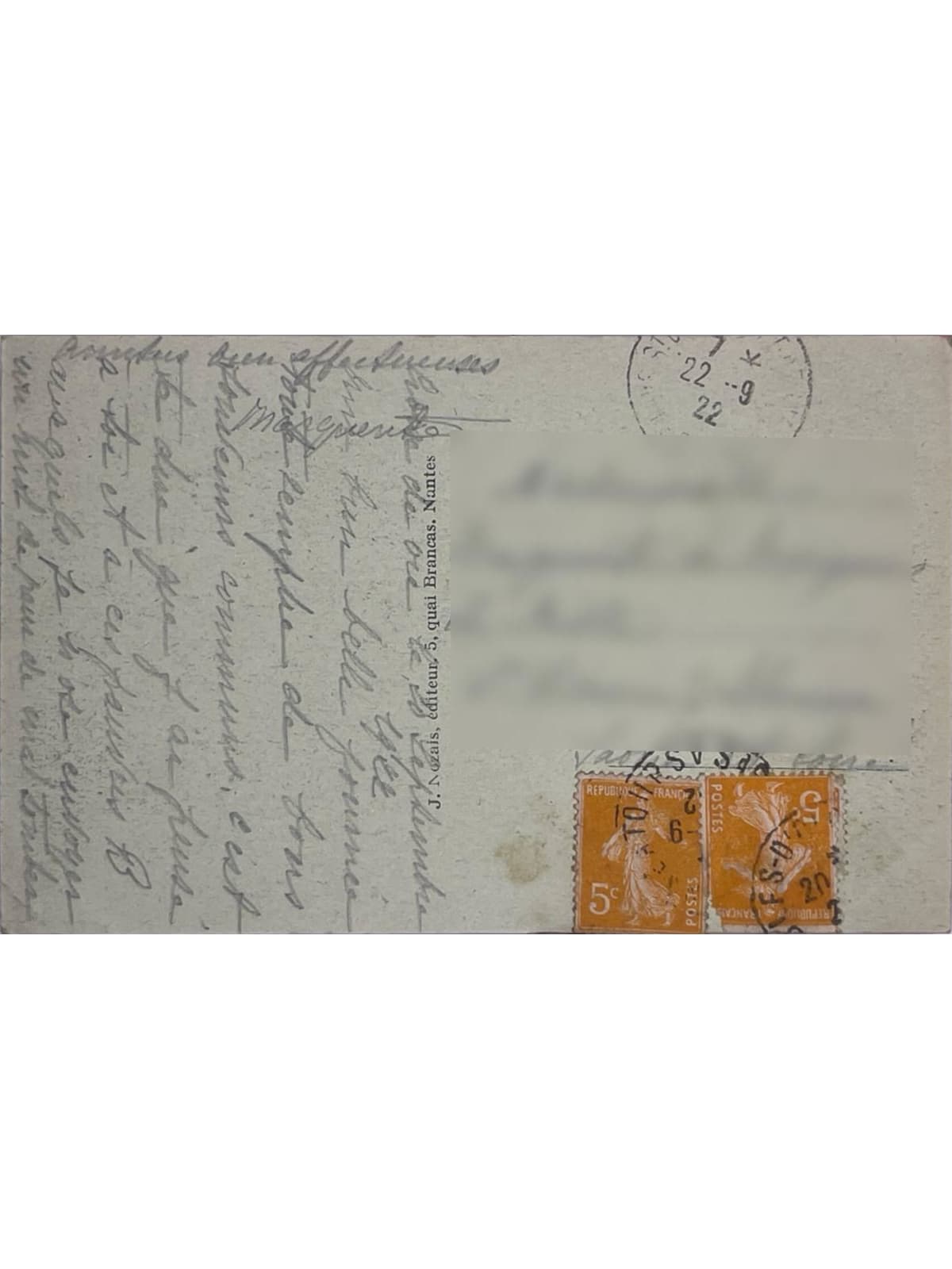 Verso de la carte postale