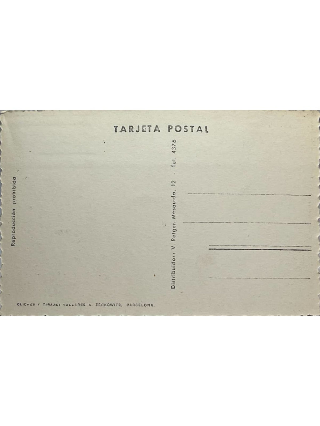 Verso de la carte postale
