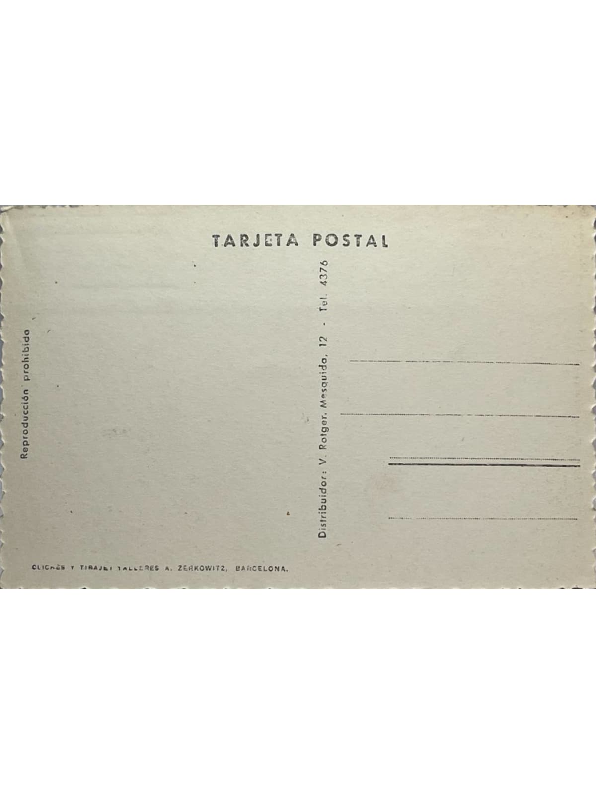 Verso de la carte postale