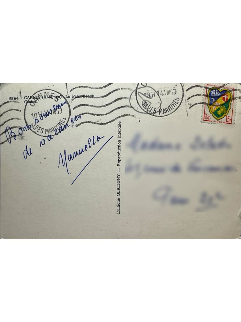Verso de la carte postale