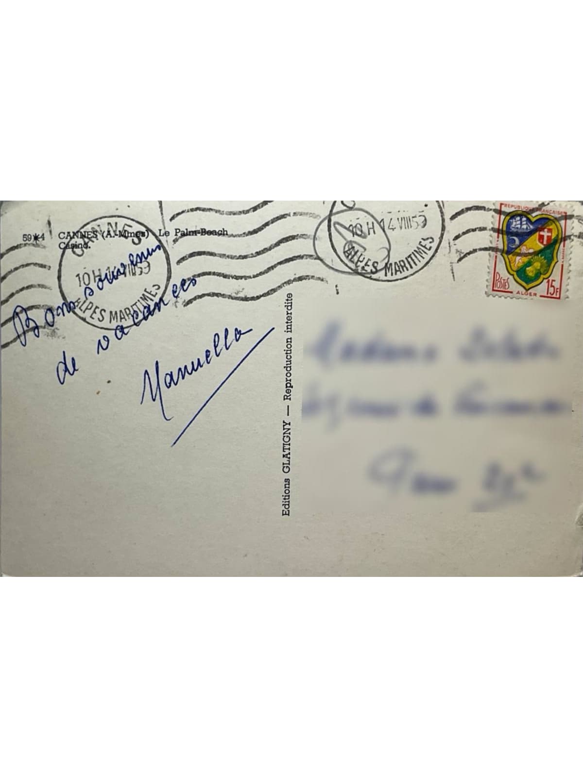 Verso de la carte postale