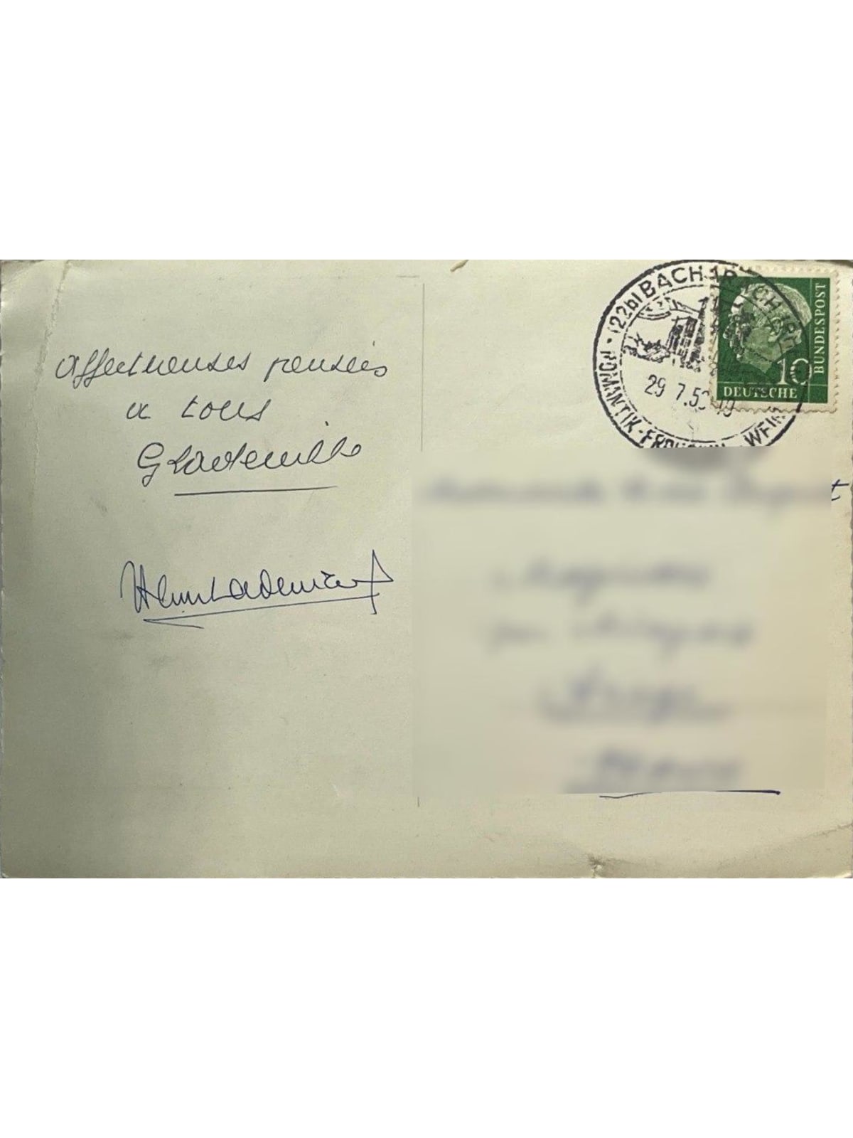 Verso de la carte postale
