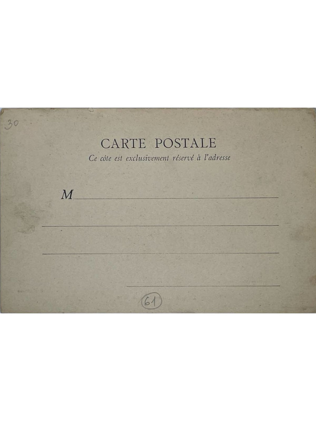 Verso de la carte postale
