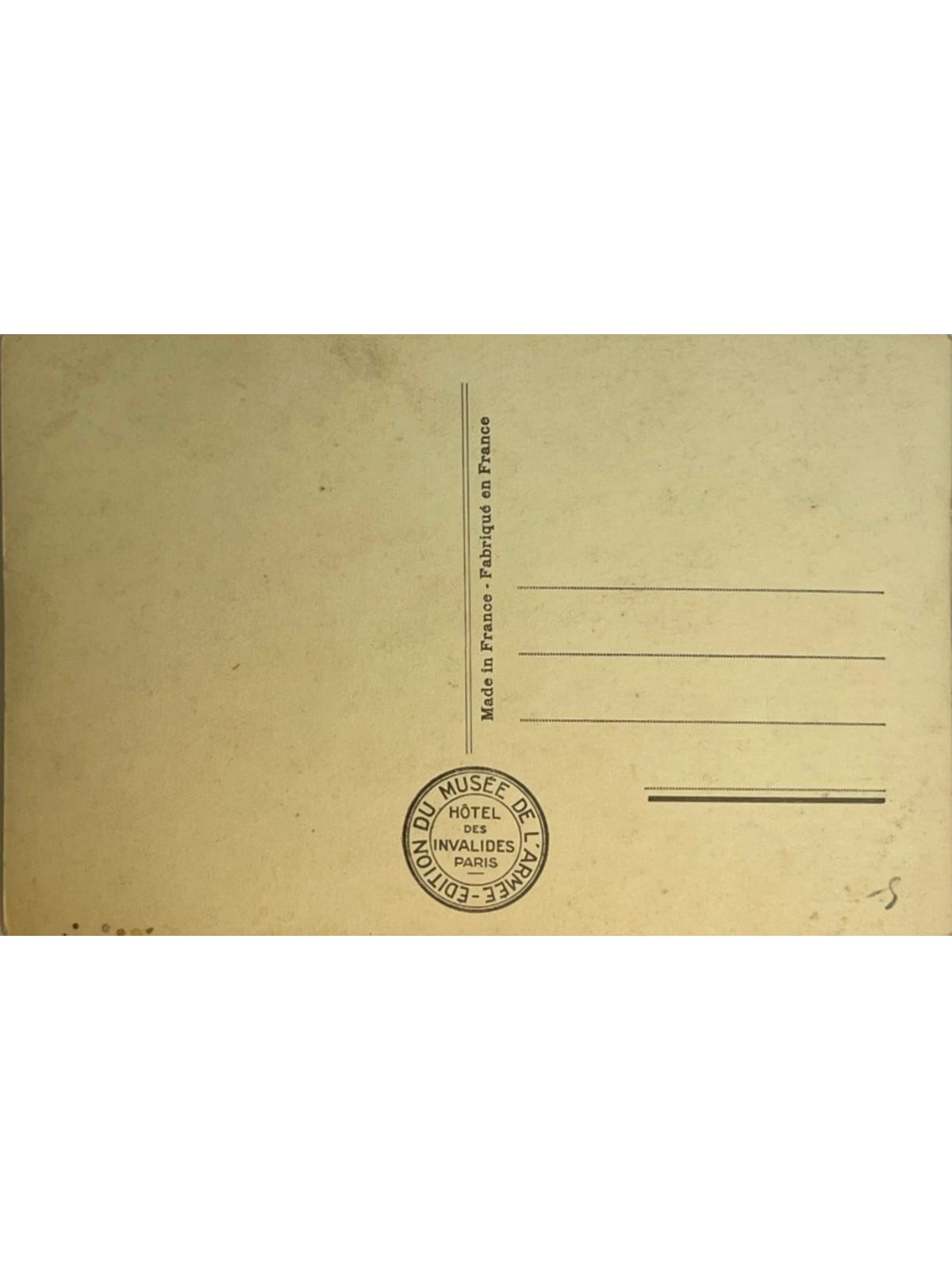 Verso de la carte postale