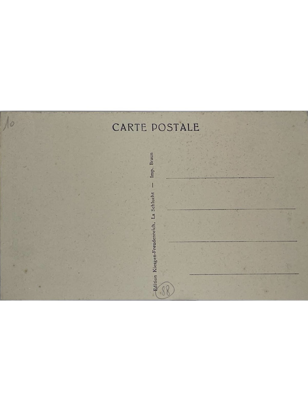 Verso de la carte postale