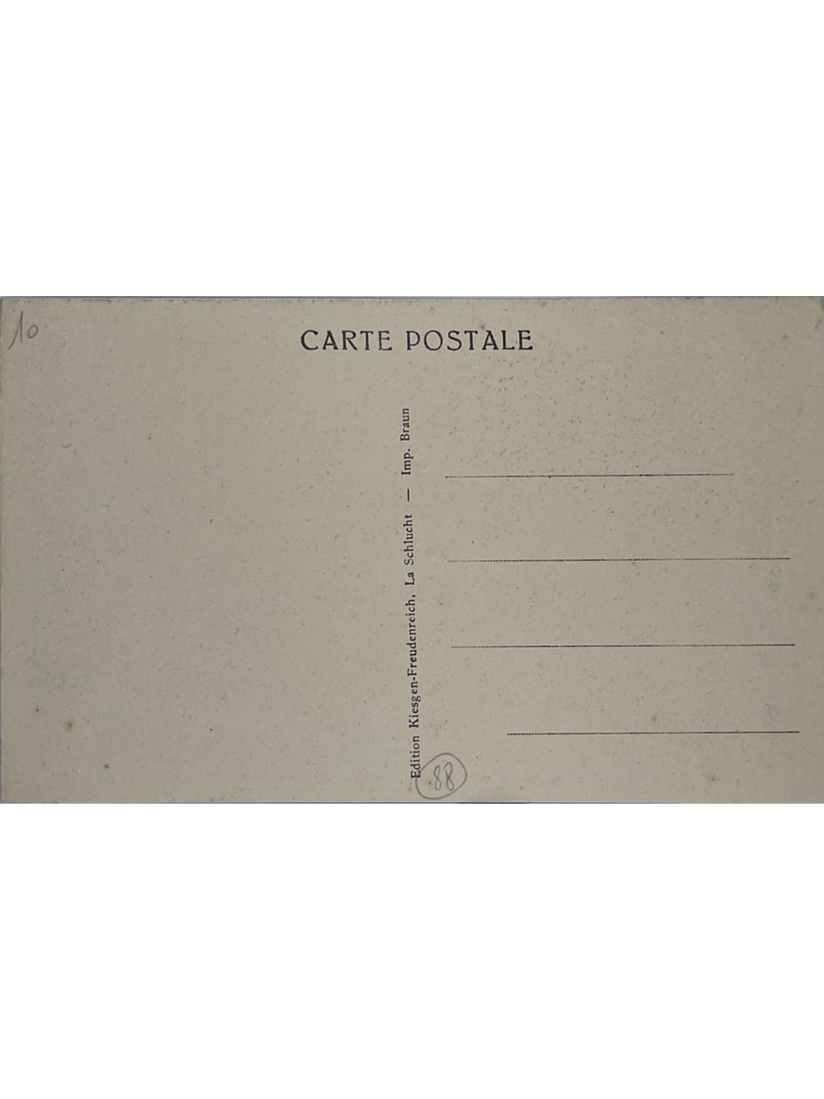 Verso de la carte postale