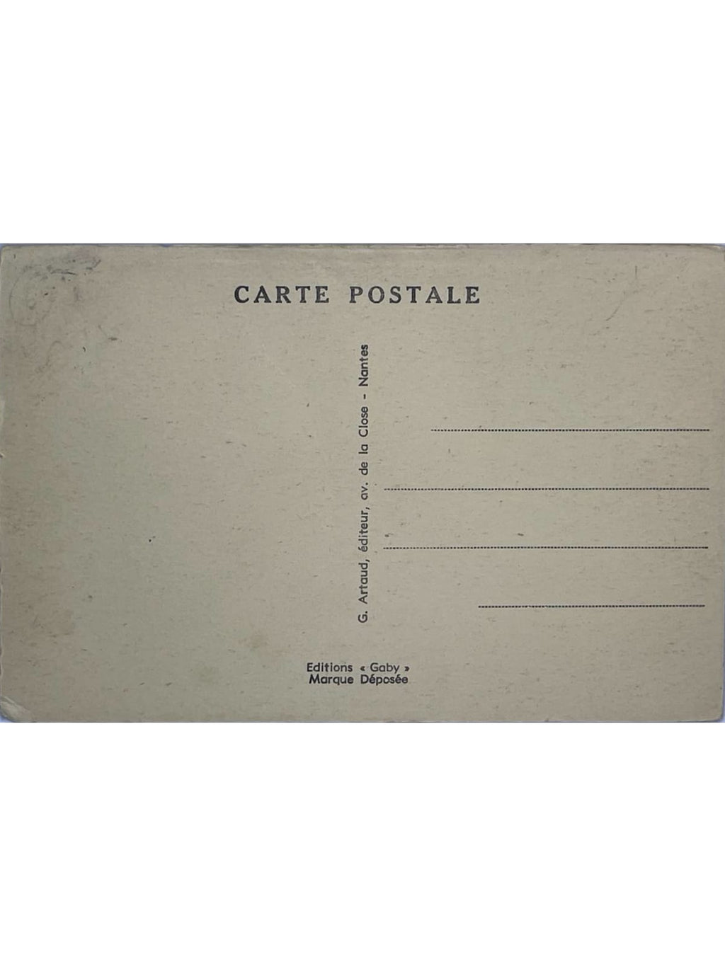 Verso de la carte postale