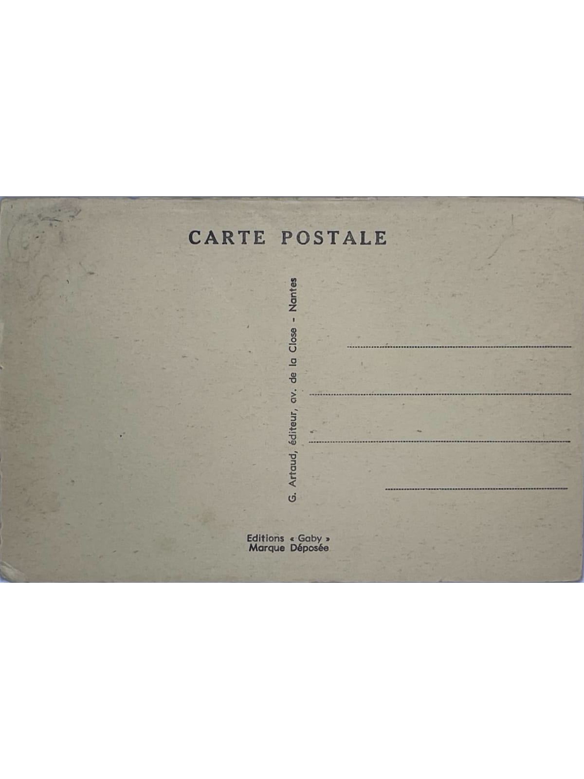 Verso de la carte postale