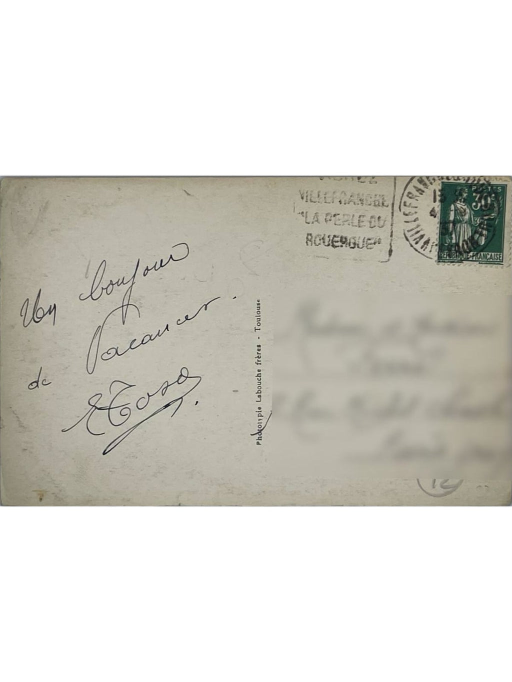 Verso de la carte postale