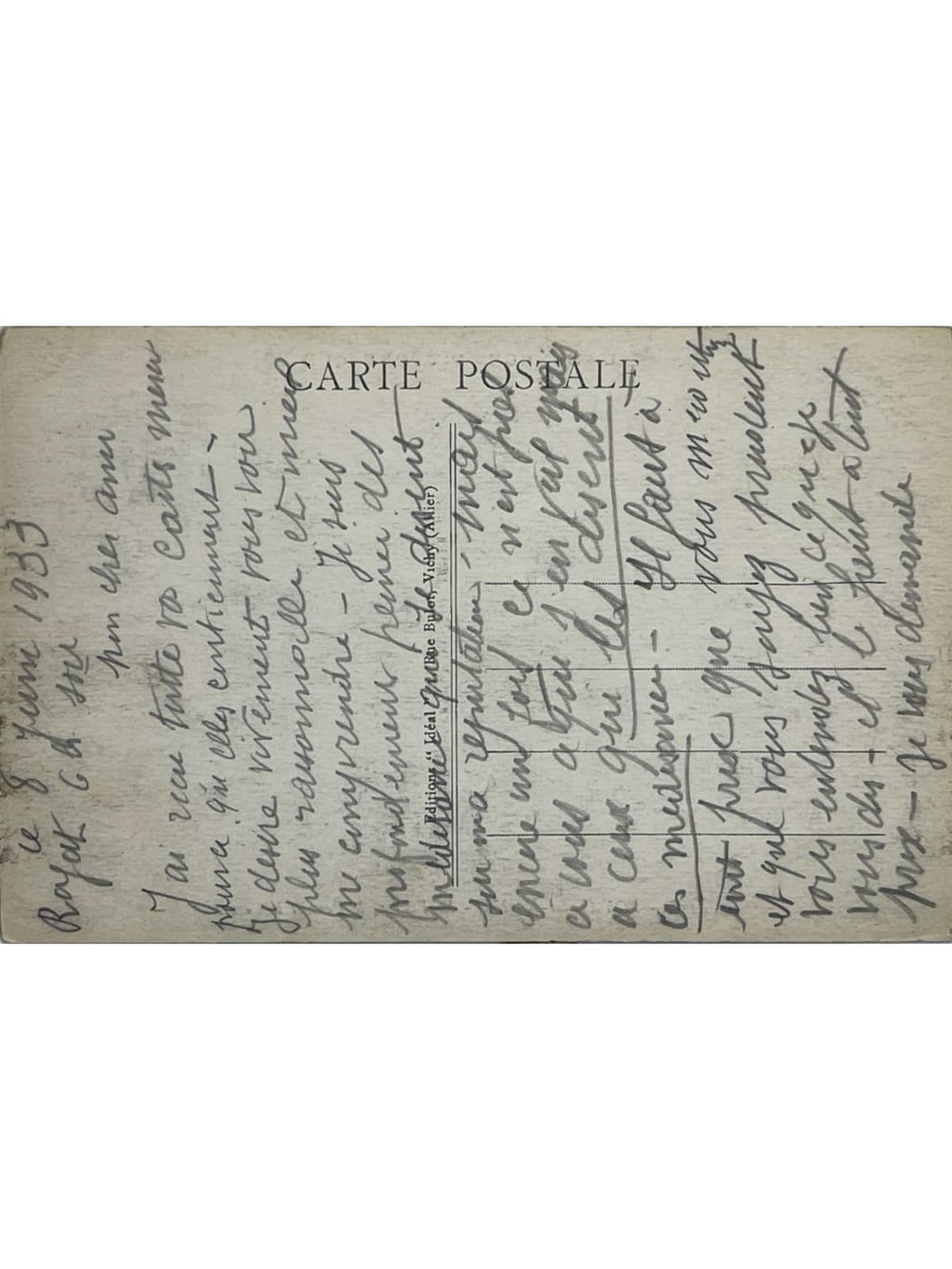 Verso de la carte postale