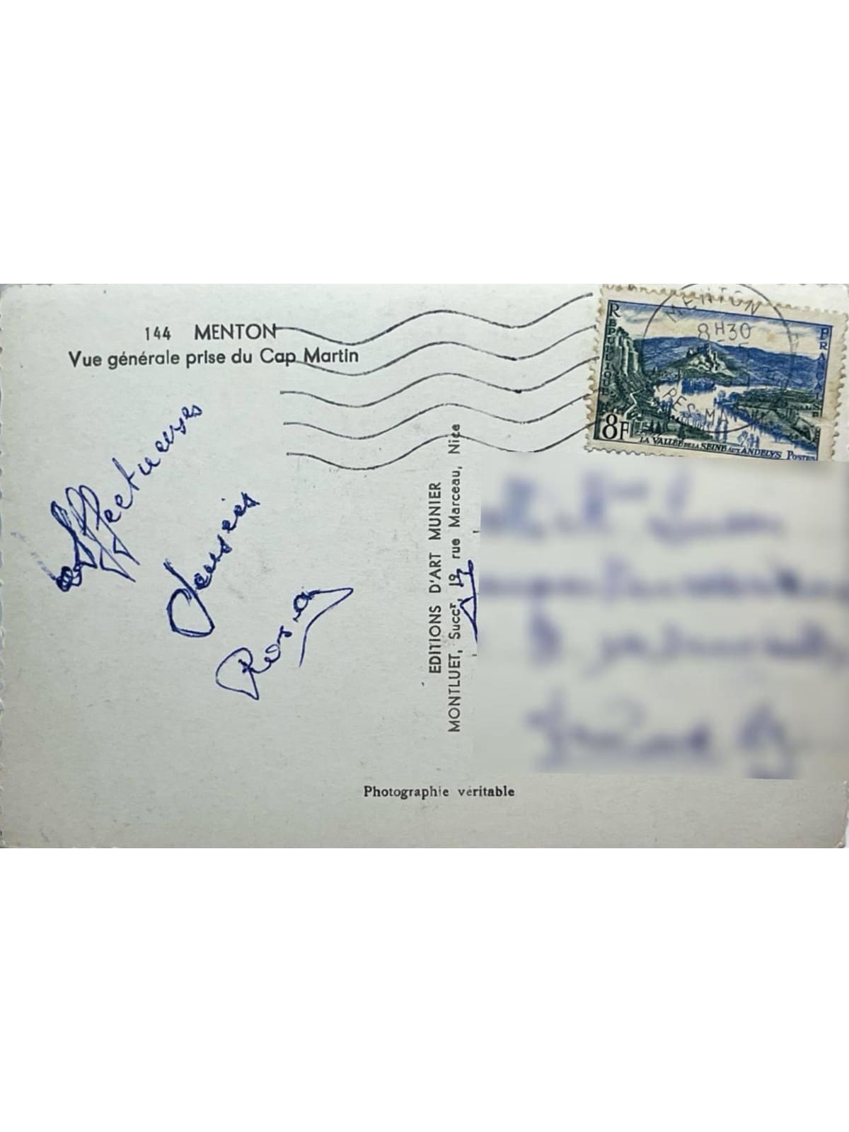 Verso de la carte postale