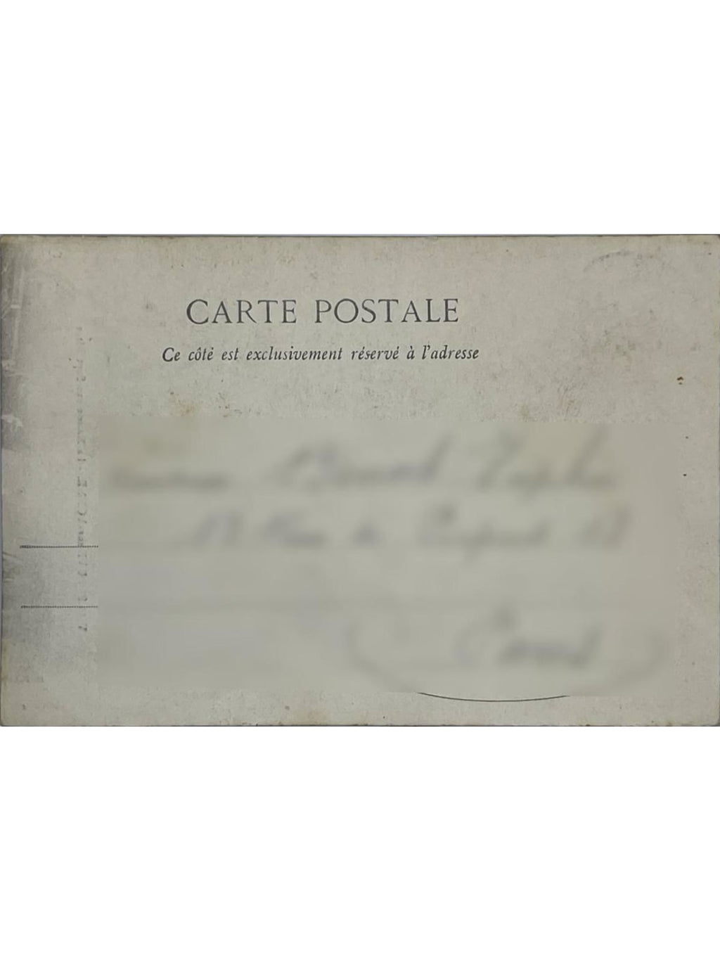 Verso de la carte postale