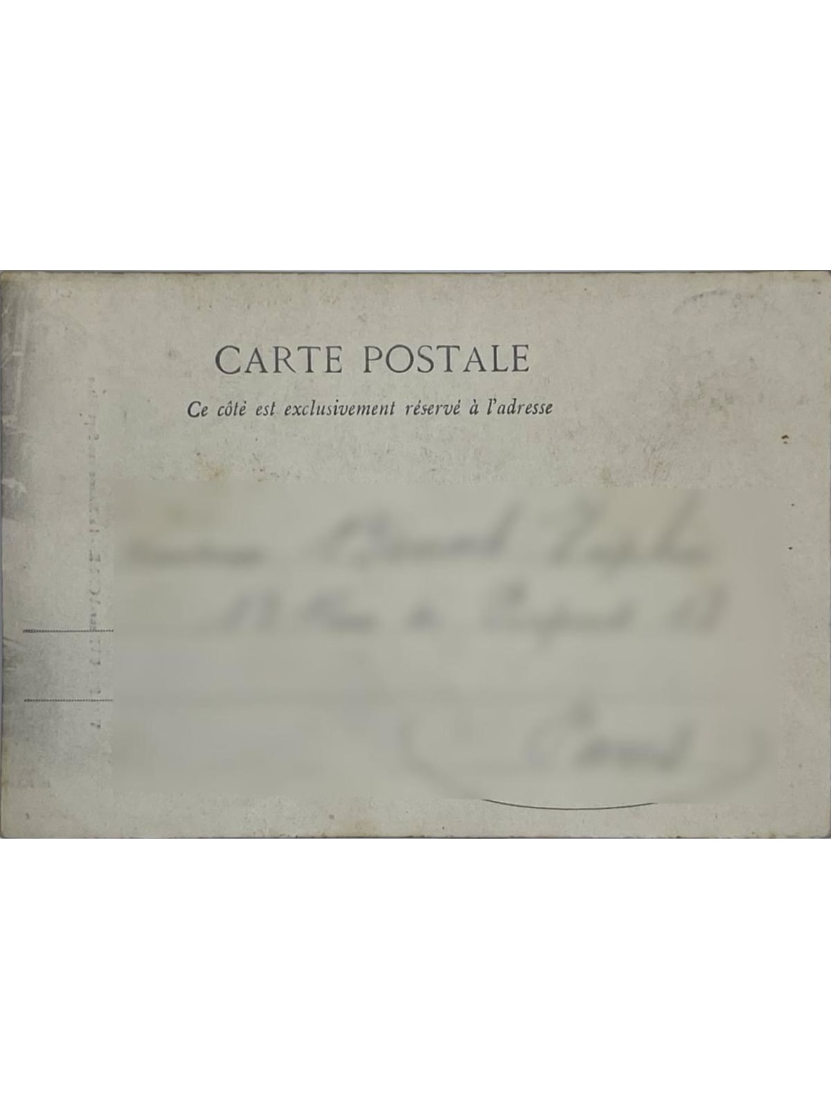 Verso de la carte postale