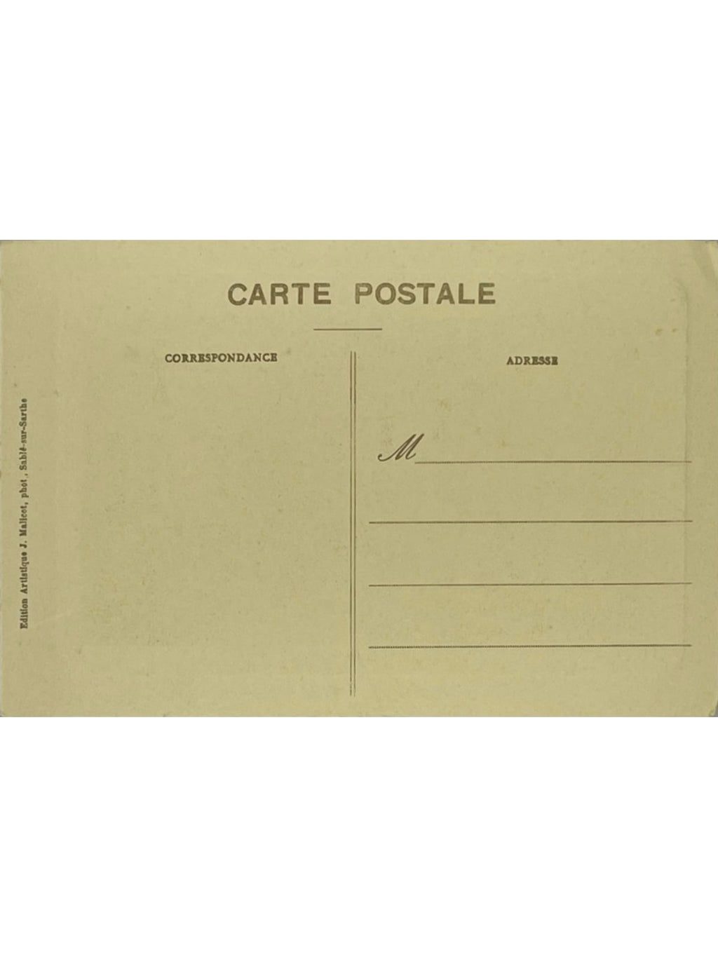 Verso de la carte postale