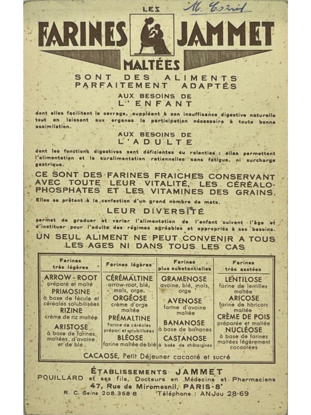 Verso de la carte postale