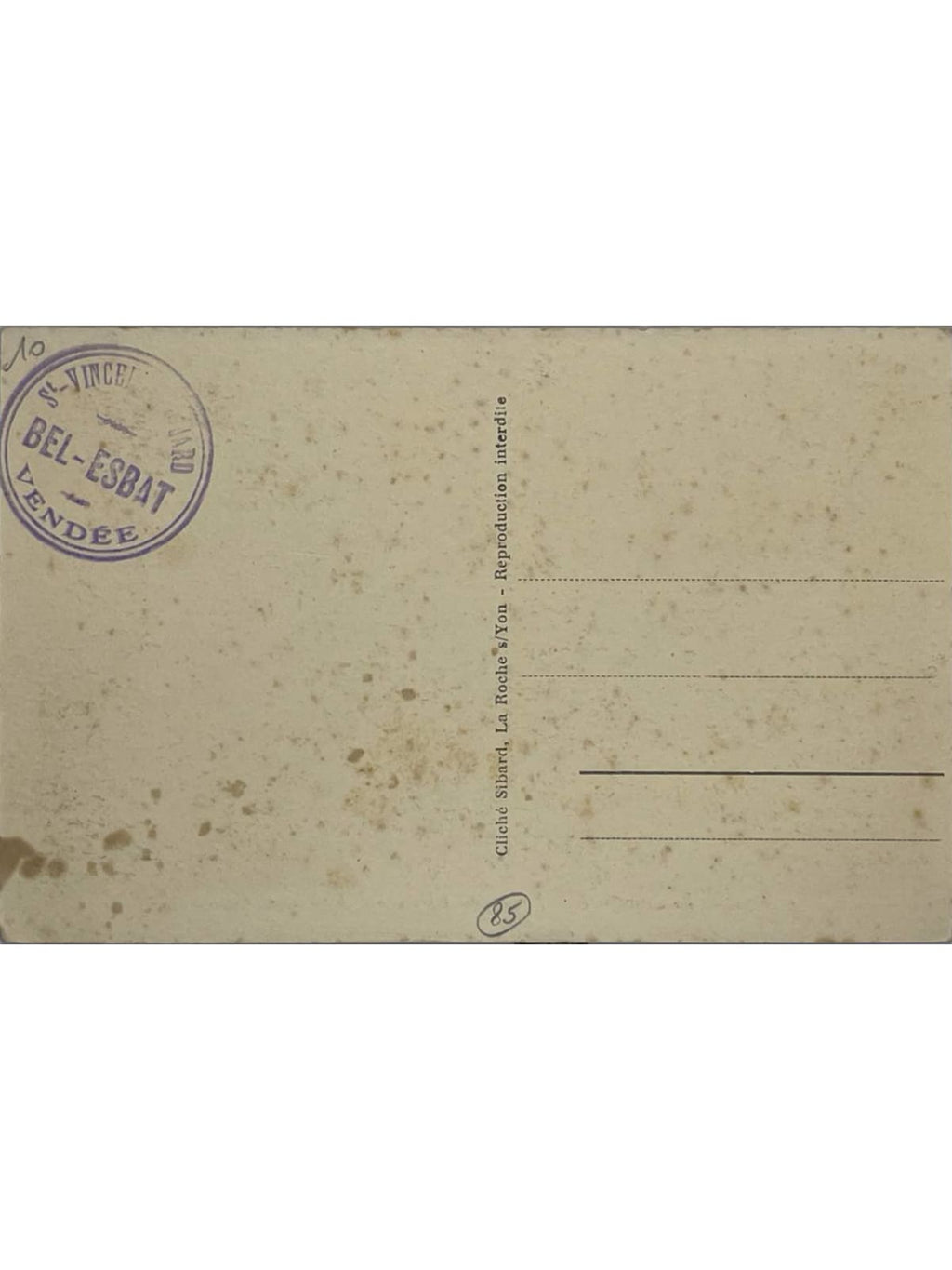 Verso de la carte postale