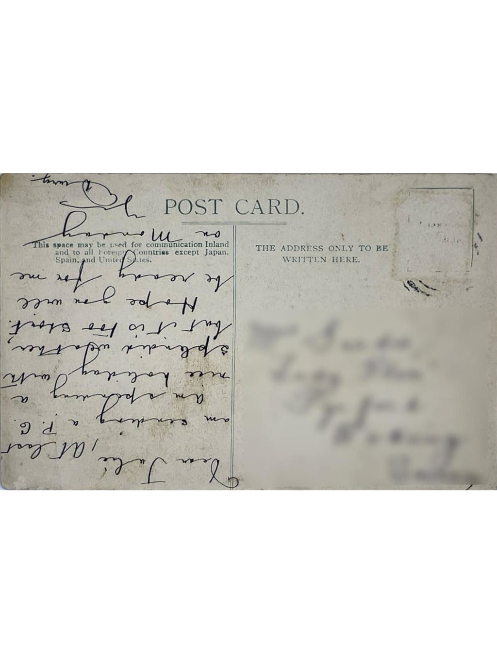 Verso de la carte postale