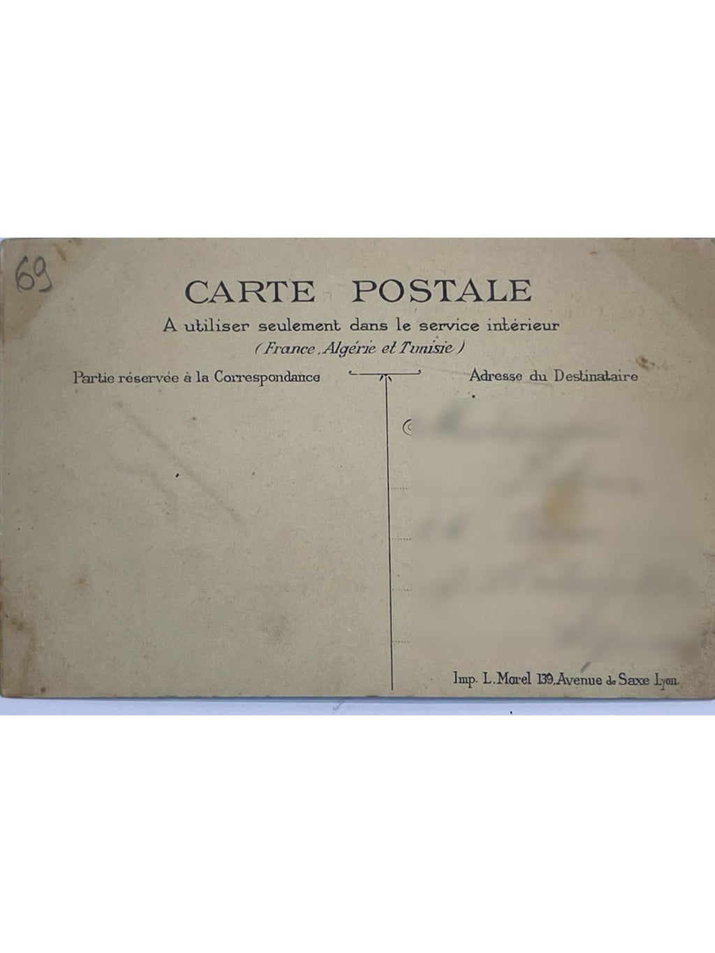 Verso de la carte postale