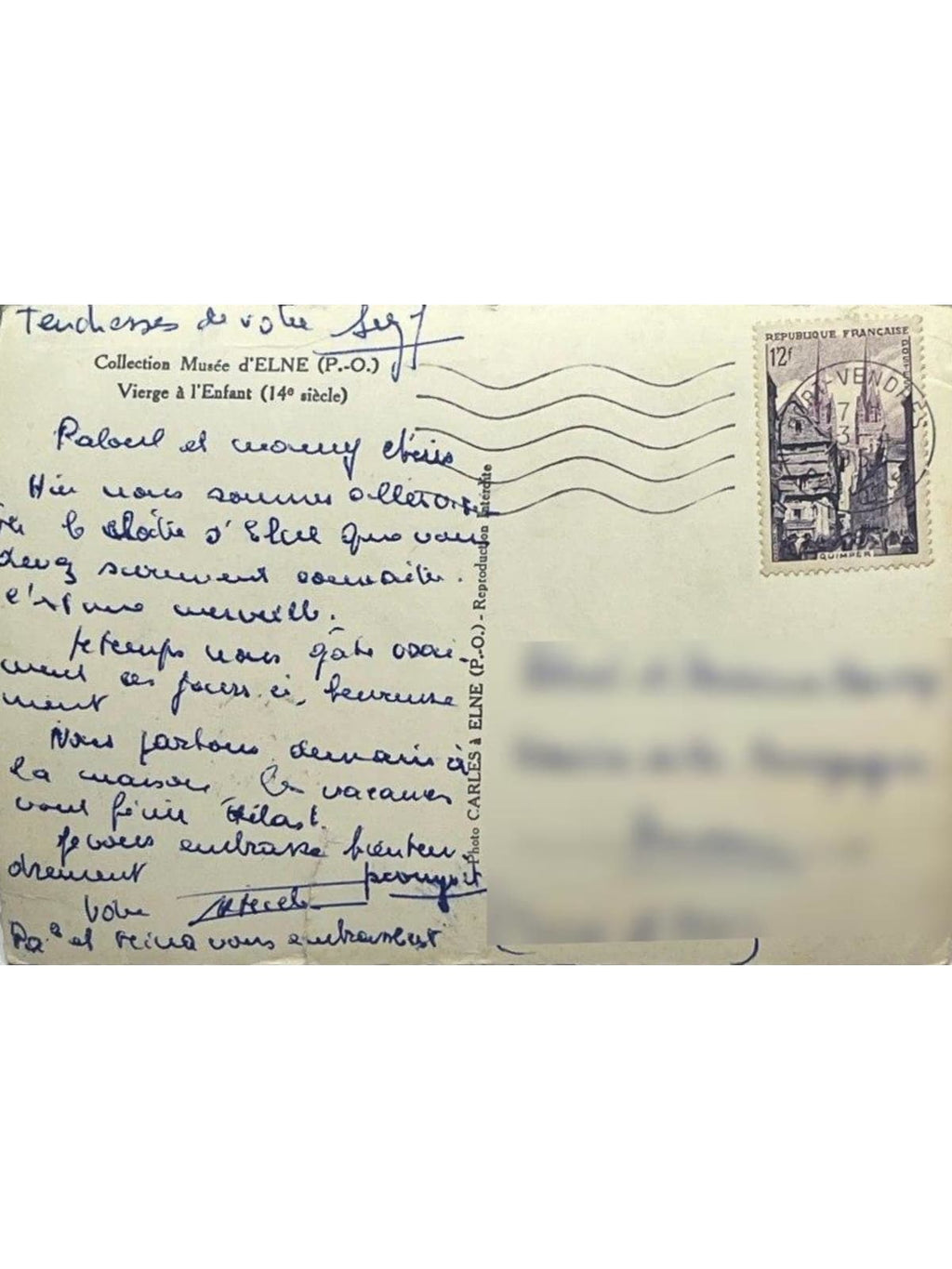 Verso de la carte postale