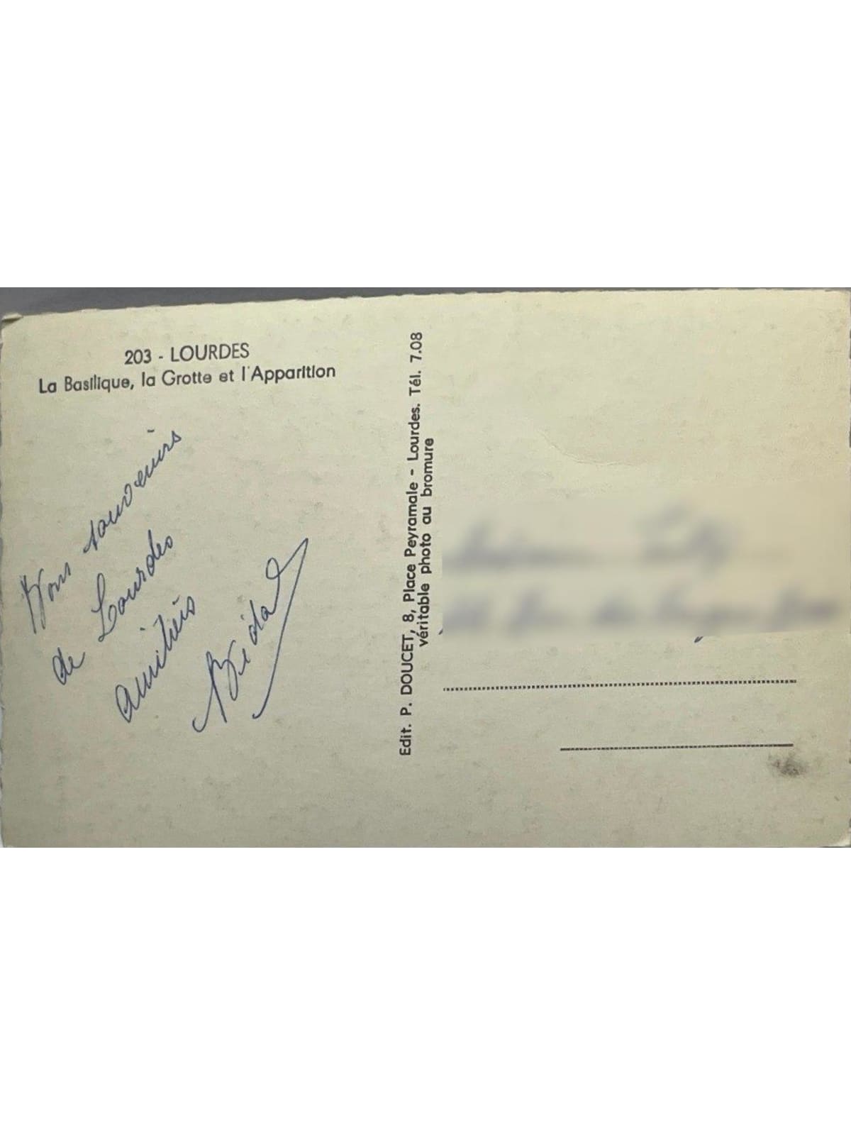 Verso de la carte postale