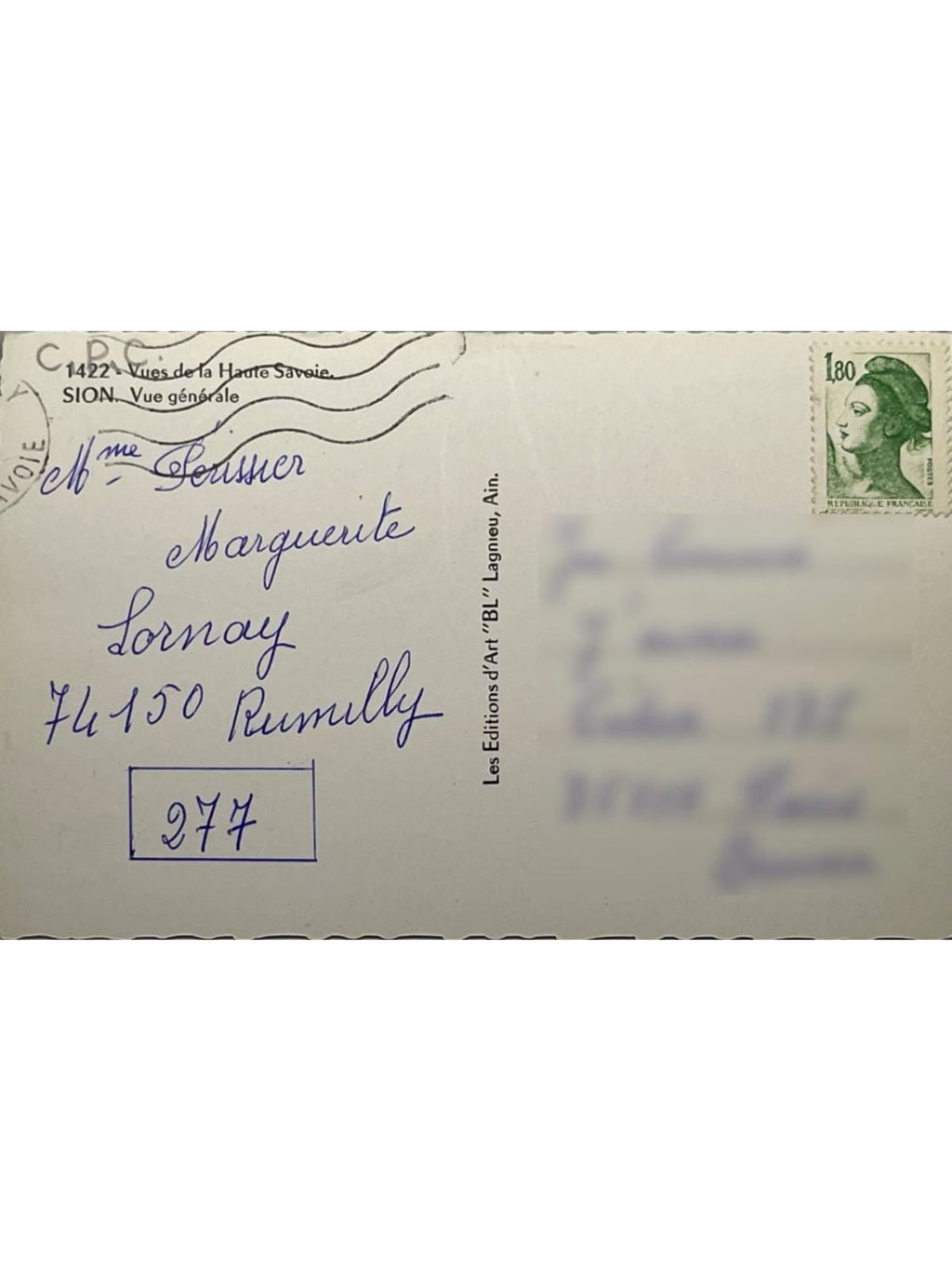 Verso de la carte postale