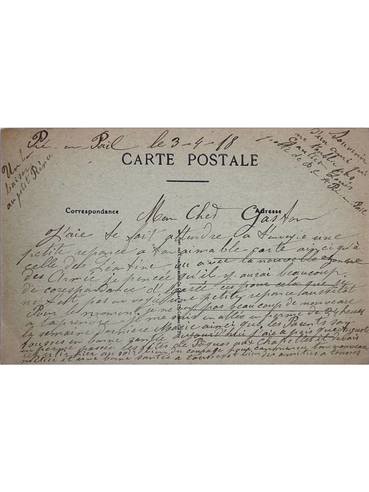 Verso de la carte postale