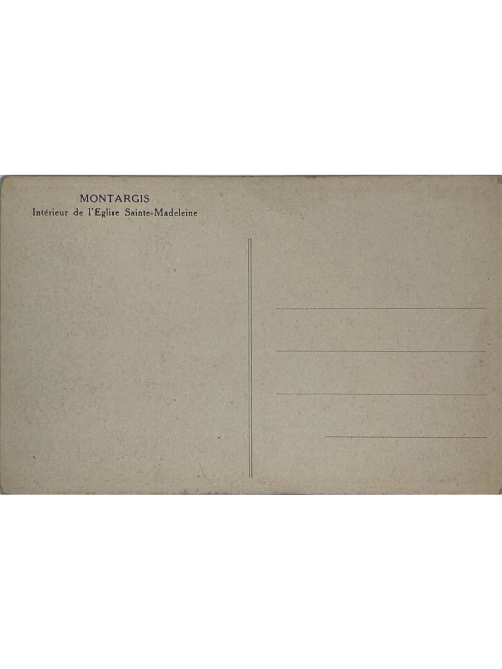 Verso de la carte postale