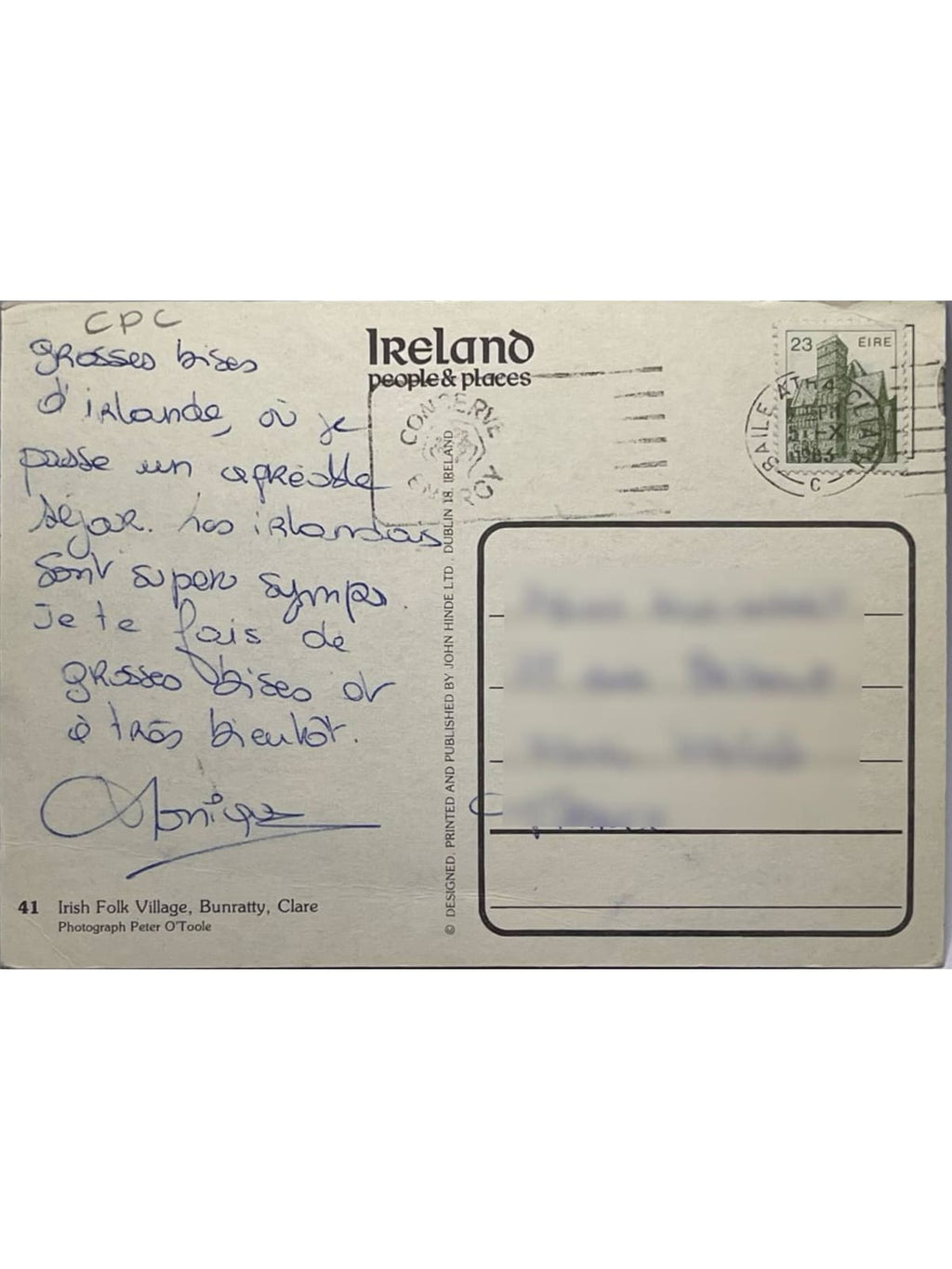 Verso de la carte postale