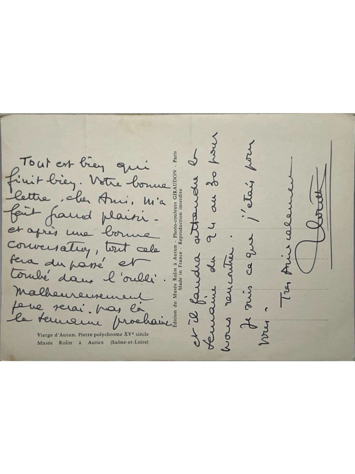 Verso de la carte postale