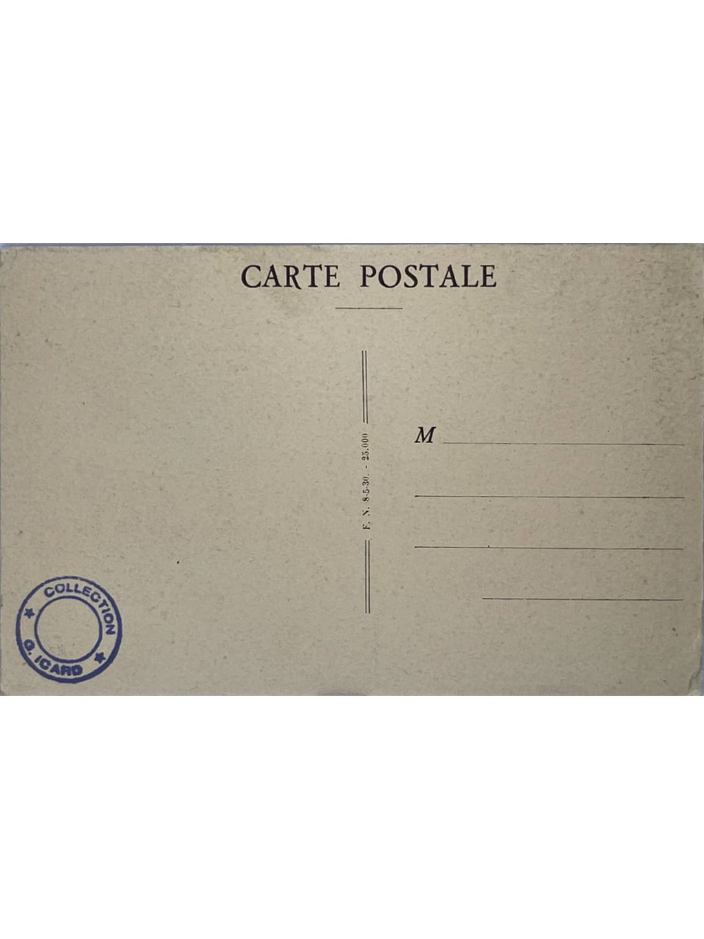 Verso de la carte postale