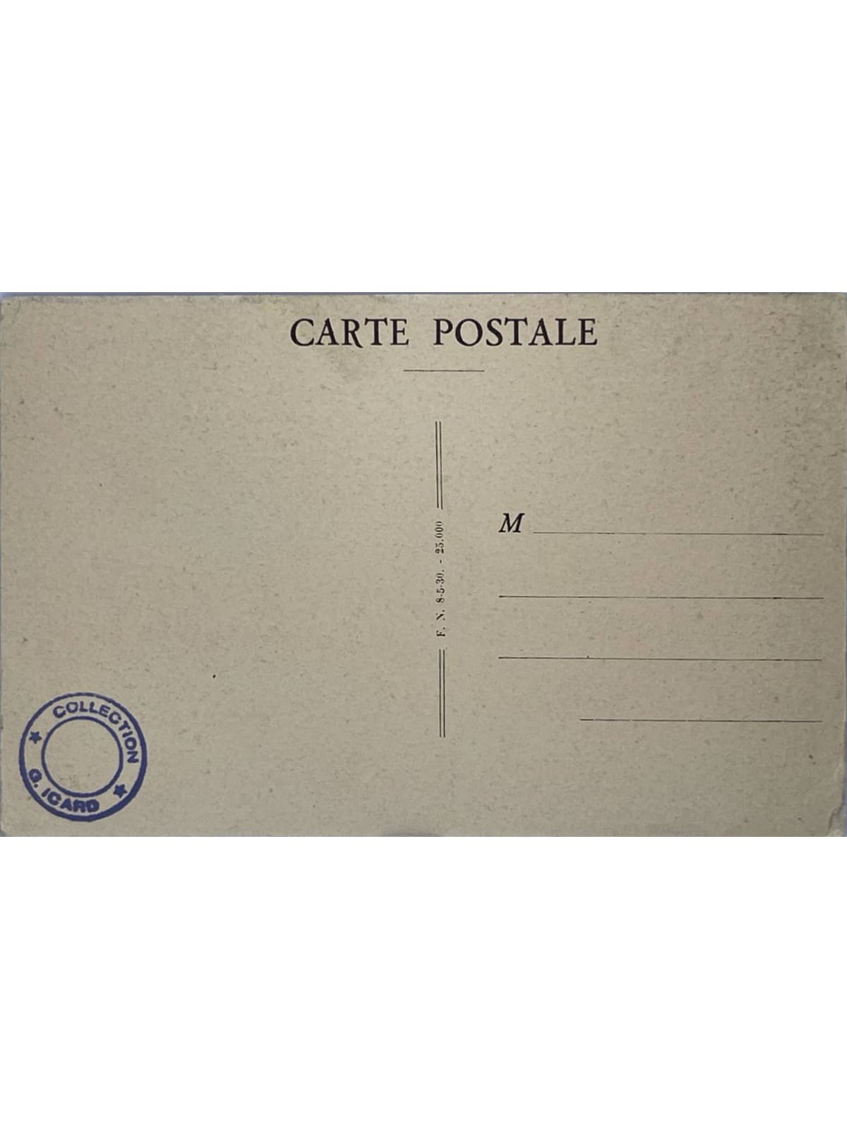 Verso de la carte postale