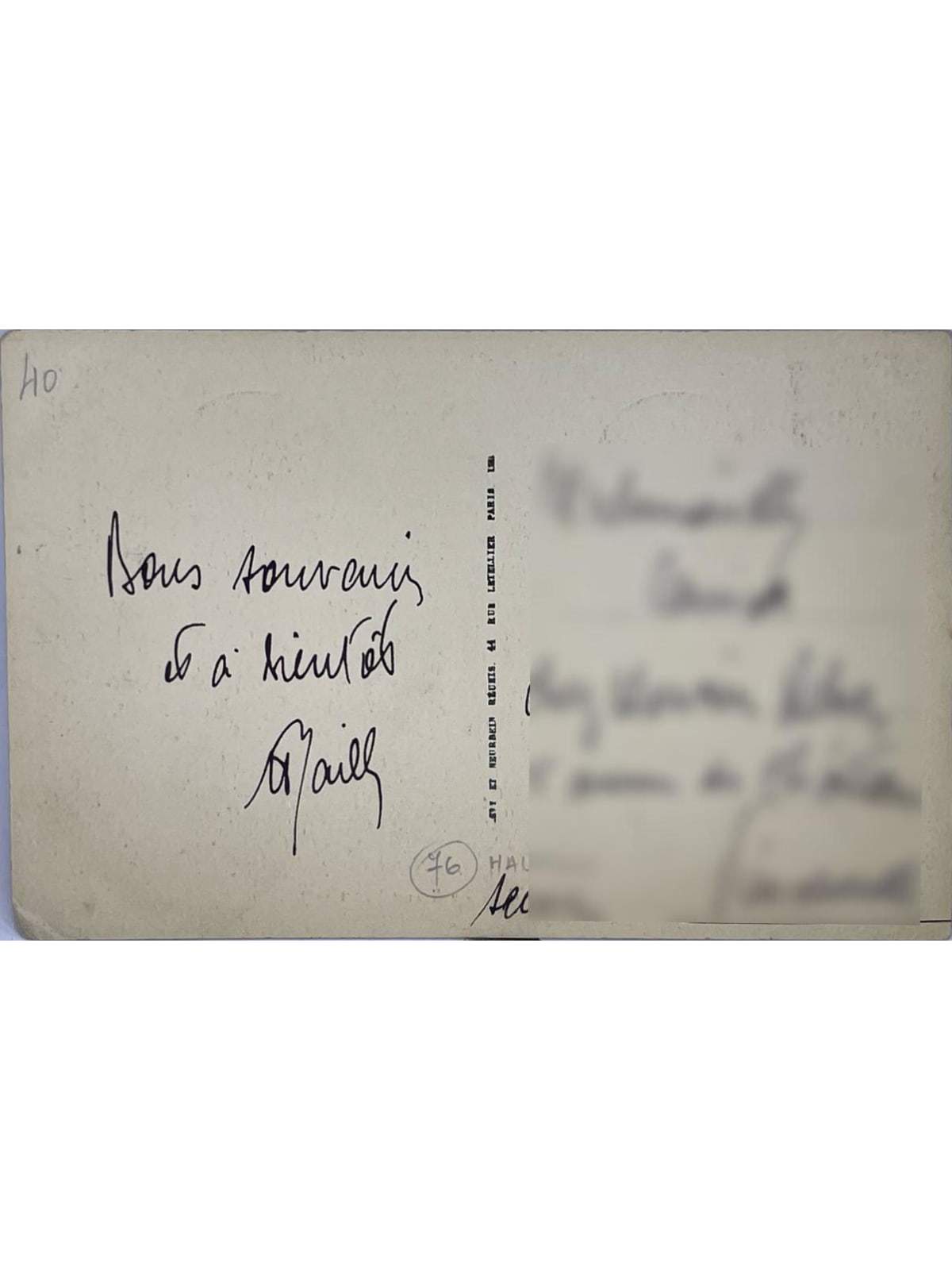Verso de la carte postale