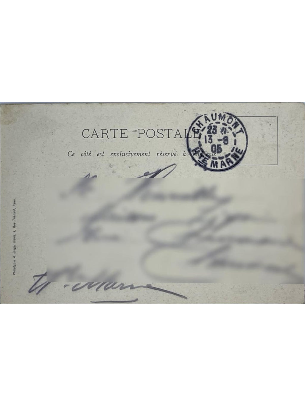 Verso de la carte postale