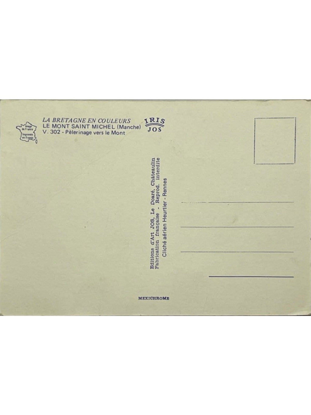 Verso de la carte postale