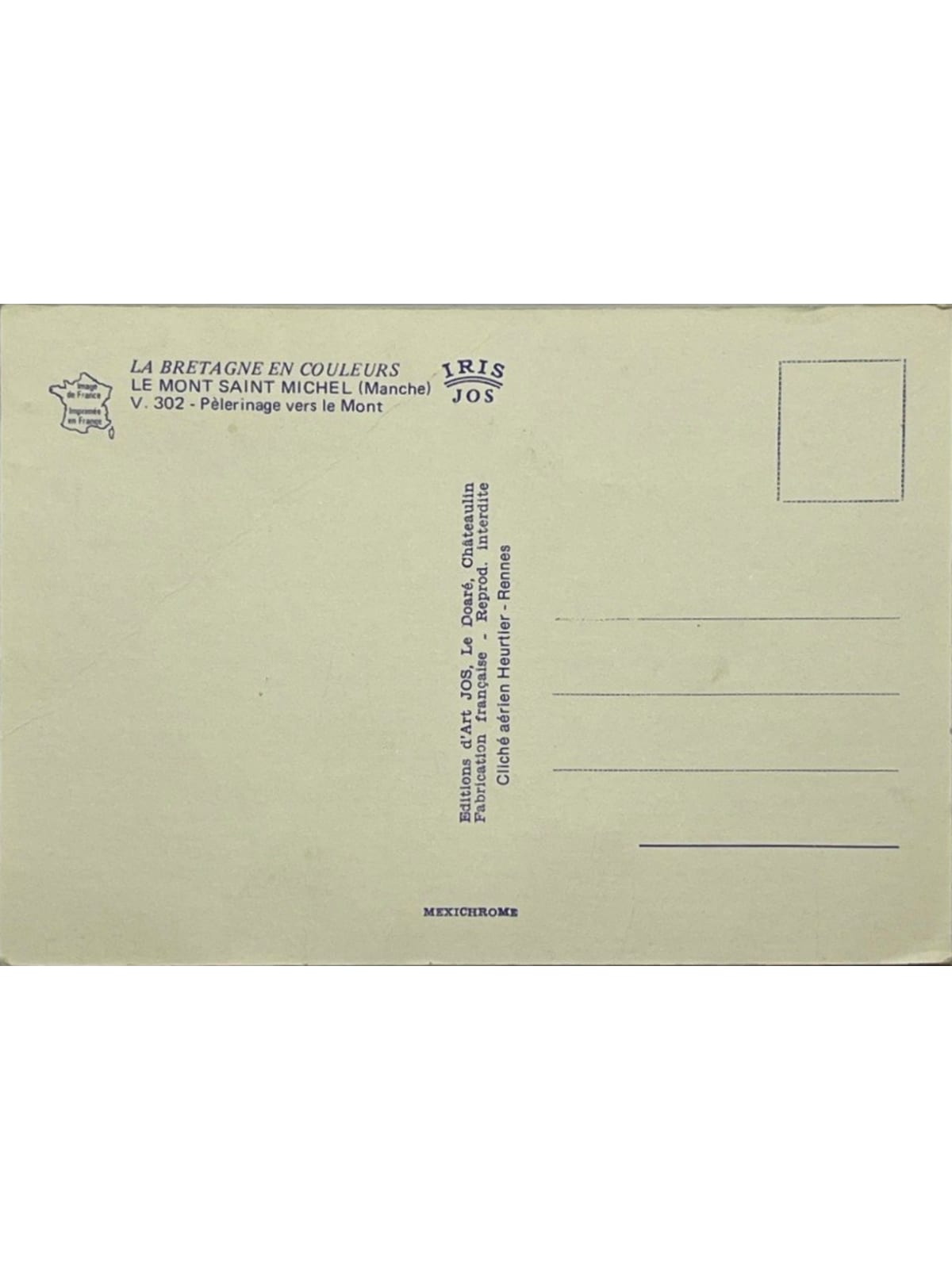 Verso de la carte postale