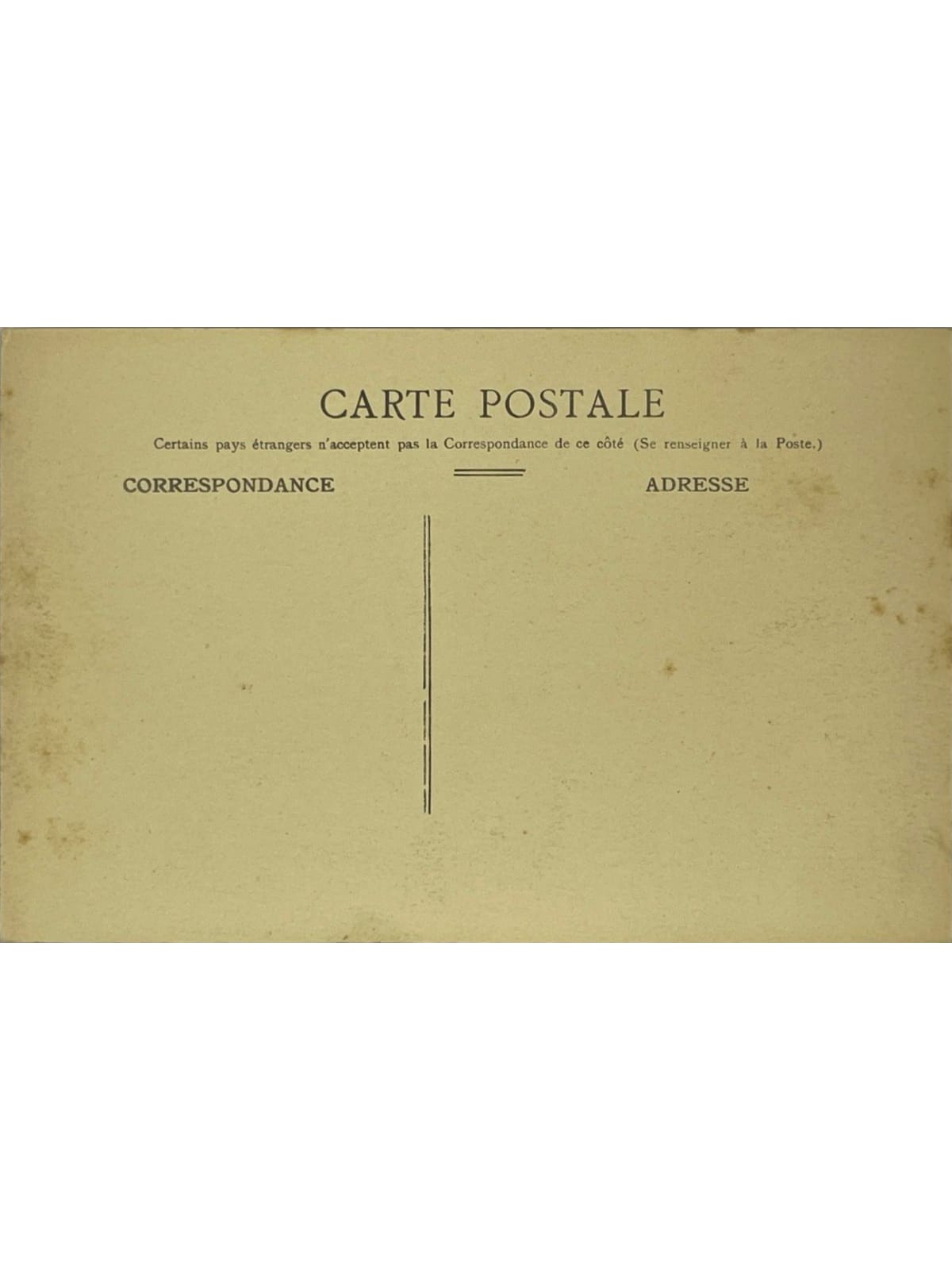 Verso de la carte postale