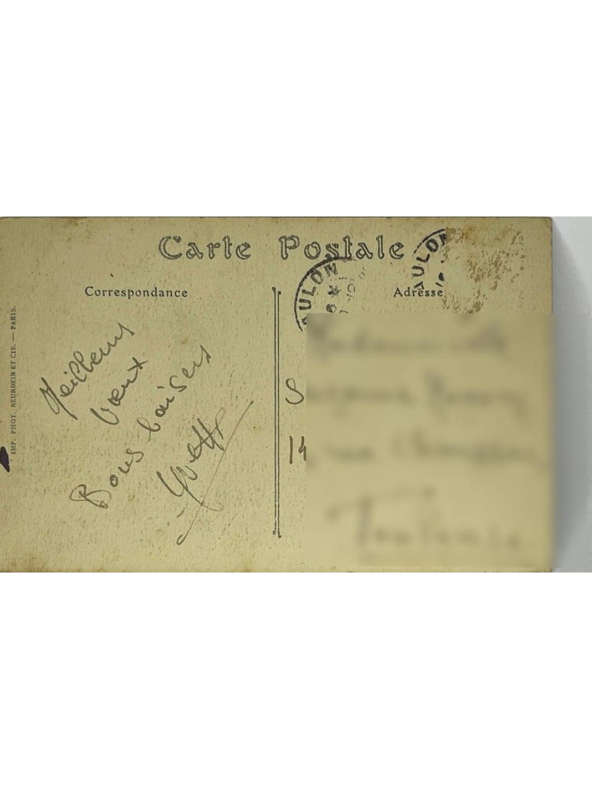 Verso de la carte postale
