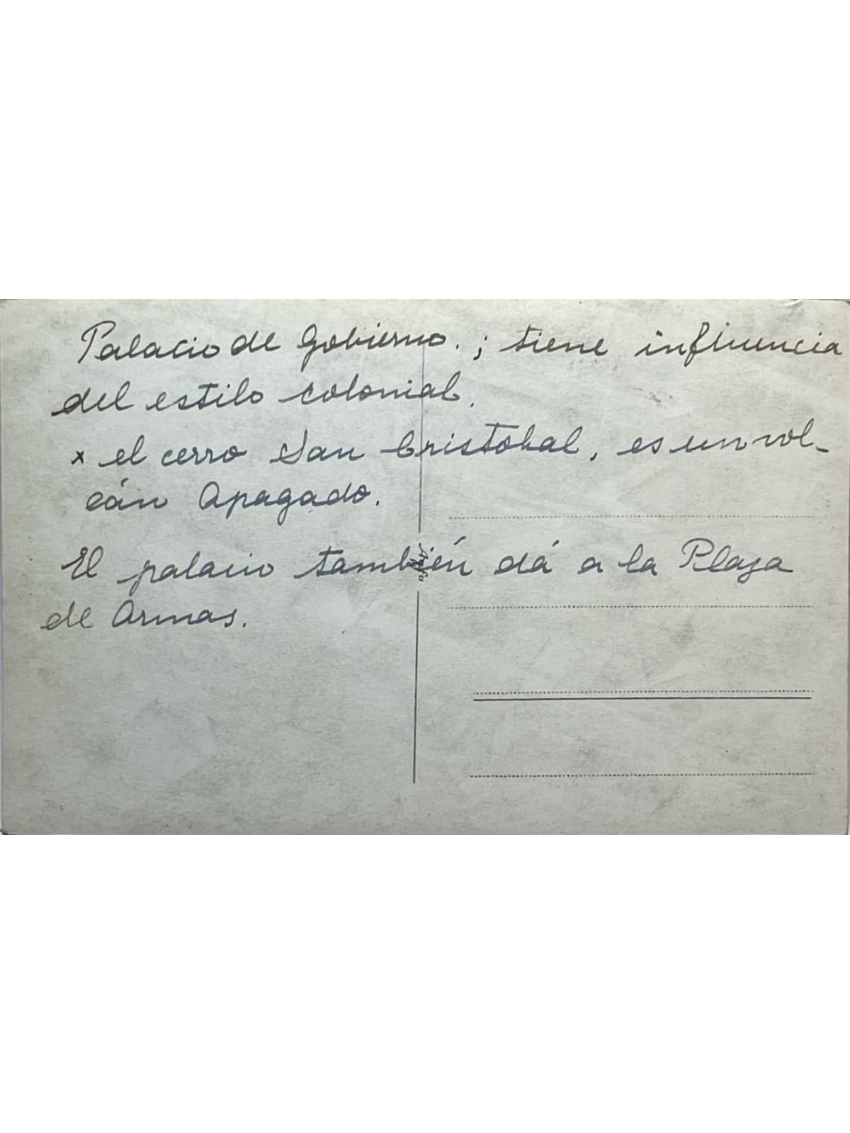 Verso de la carte postale