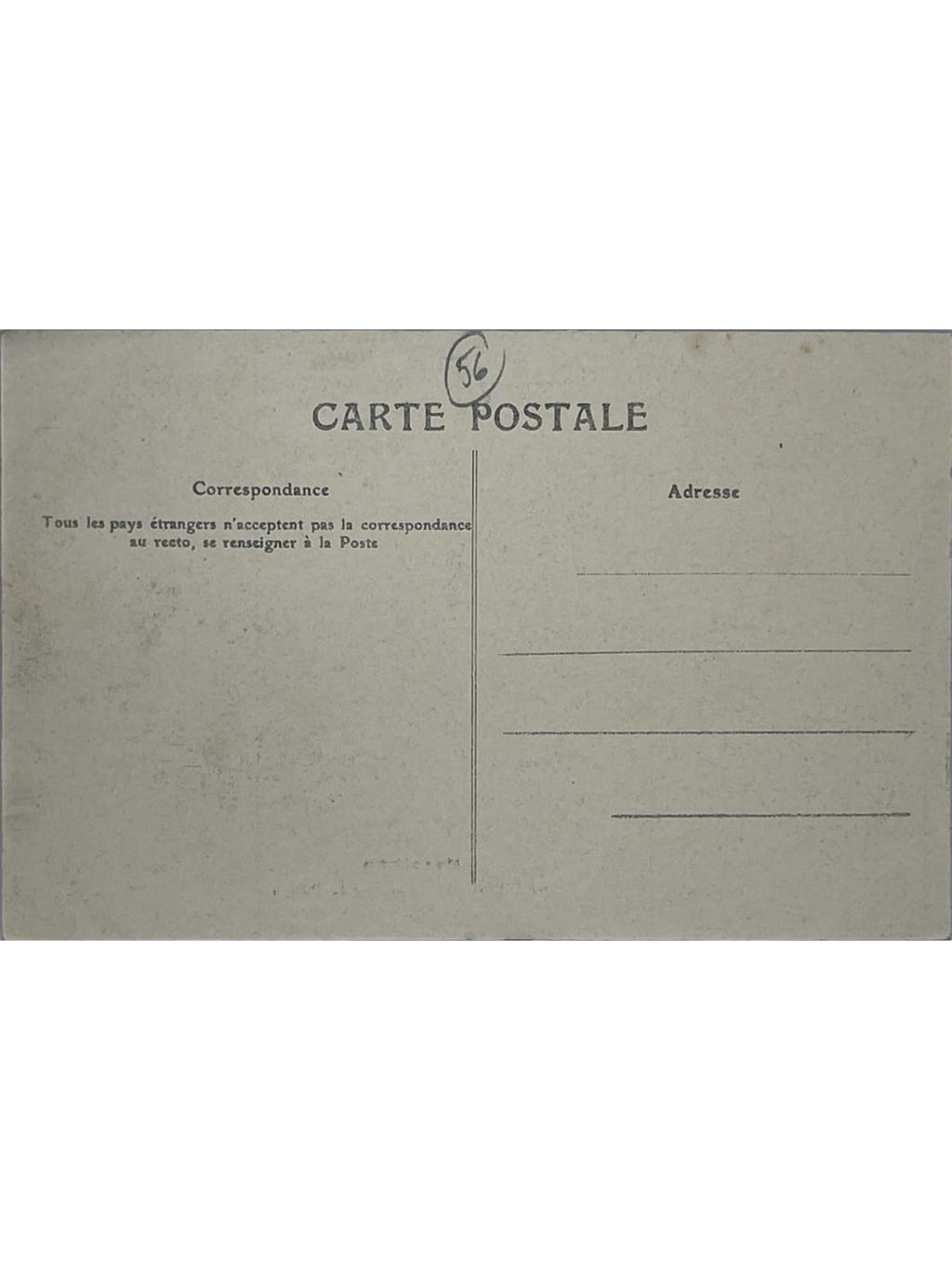 Verso de la carte postale