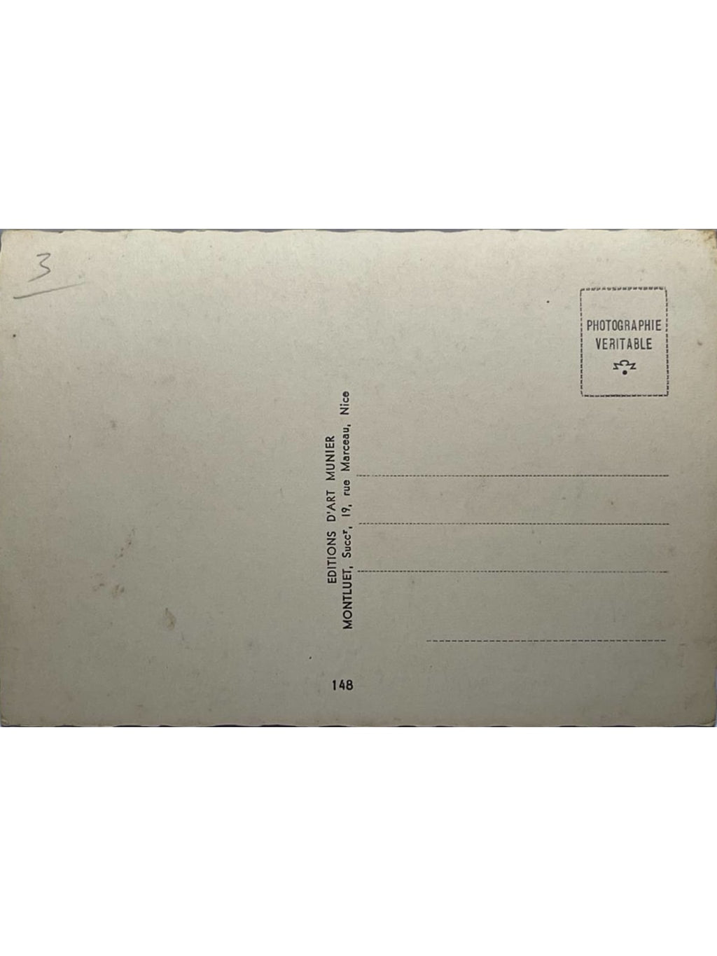 Verso de la carte postale